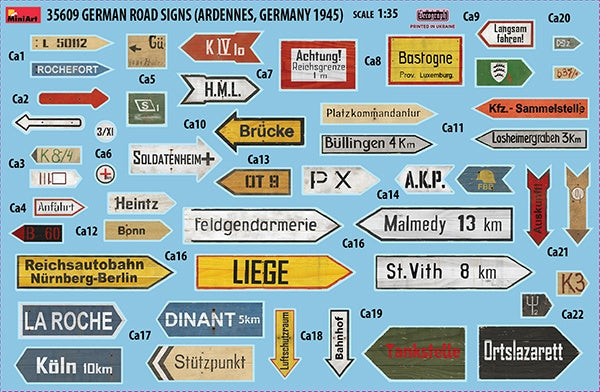 MiniArt German Road Signs WW2 (Ardennes, Germany 1945) | 4820183313225