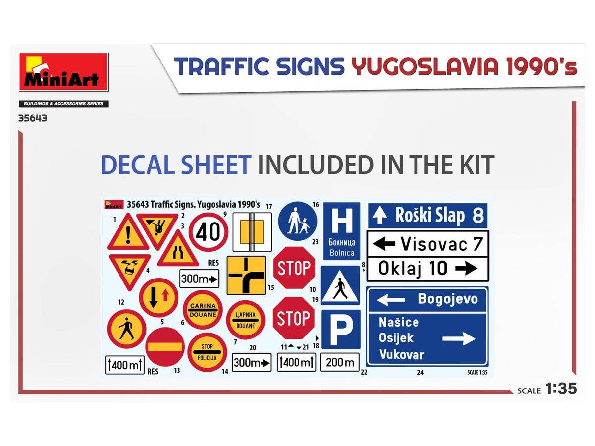 Miniart 1/35 Traffic Signs Yugoslavia 1990's | 4820183314451