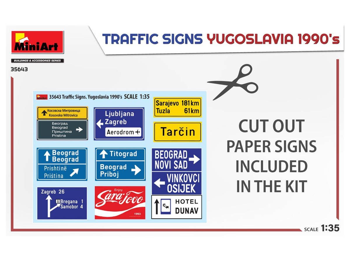 Miniart 1/35 Traffic Signs Yugoslavia 1990's | 4820183314451