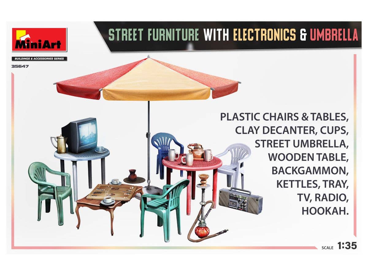 Miniart 1/35 Street Furniture With Electronics & Umbrella | 4820183314444