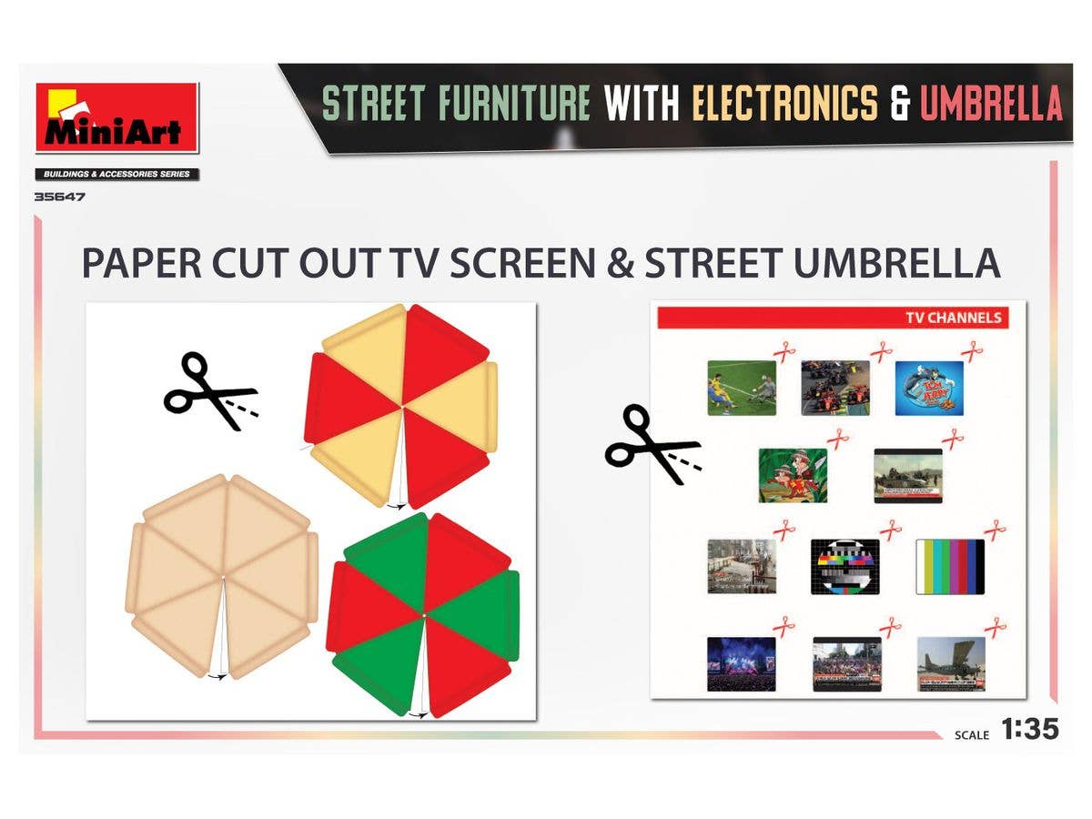 Miniart 1/35 Street Furniture With Electronics & Umbrella | 4820183314444