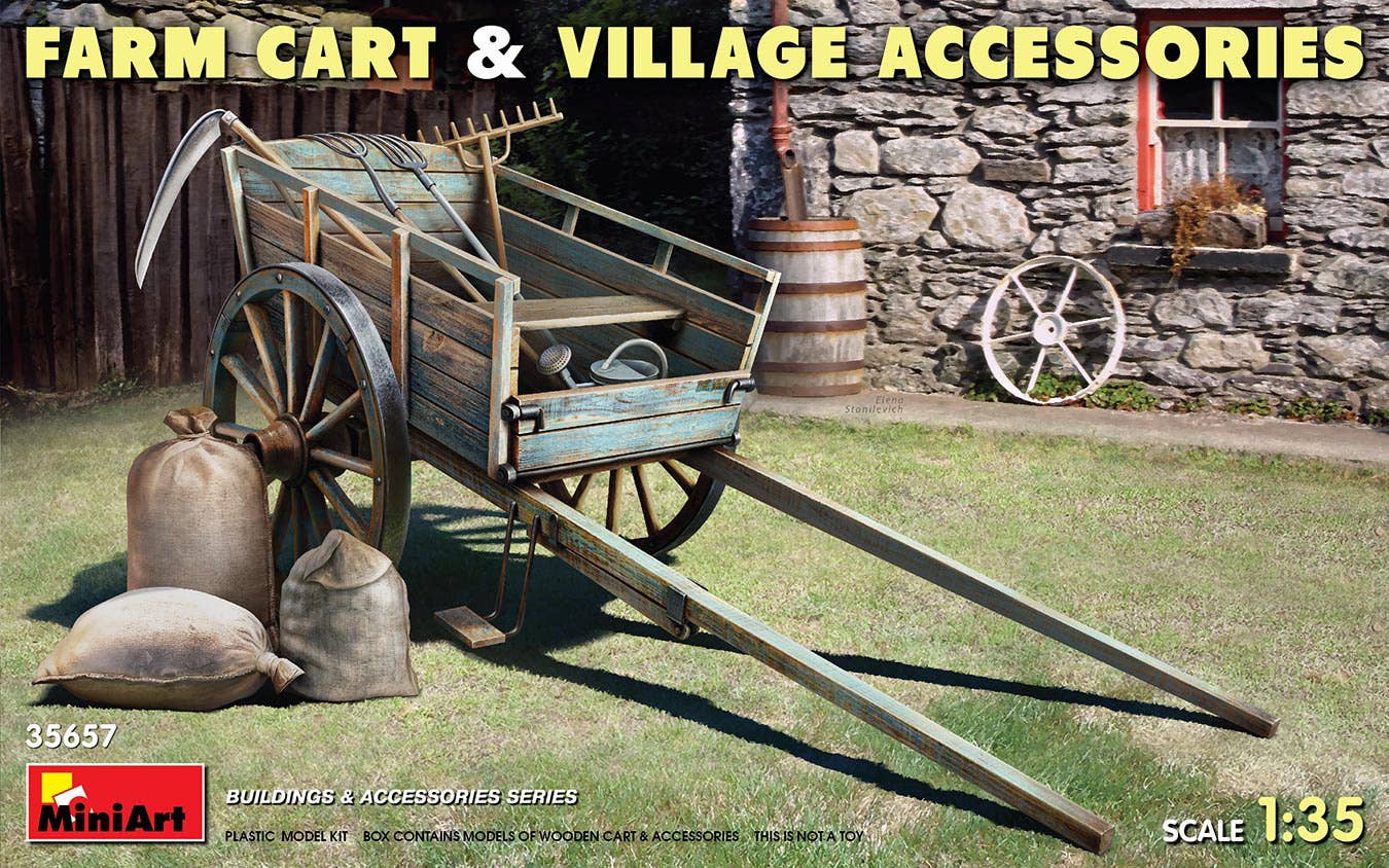 Miniart 1/35 Farm Cart with Village Accessories | 5905090346296