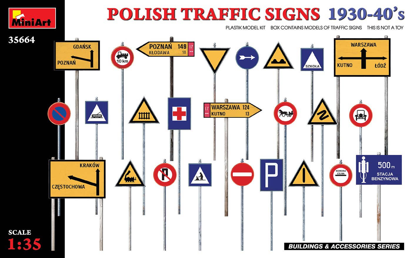 MiniArt 1/35 Polish Traffic Signs 1930-40s Figures | 5905090346302