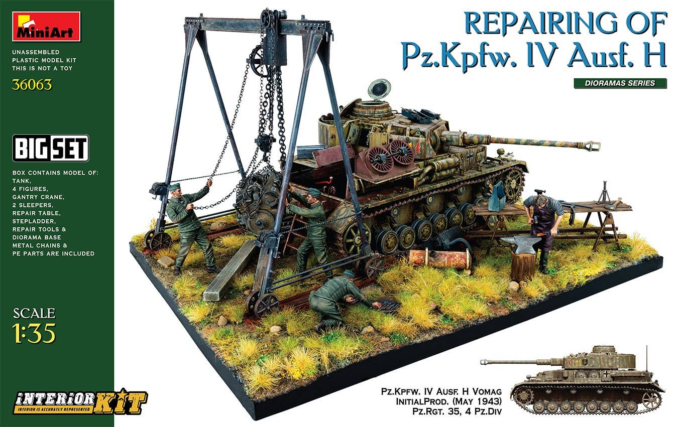 MiniArt 1/35 Repairing Of Pz.Kpfw. IV Ausf. H. Big Set | 4820183314345