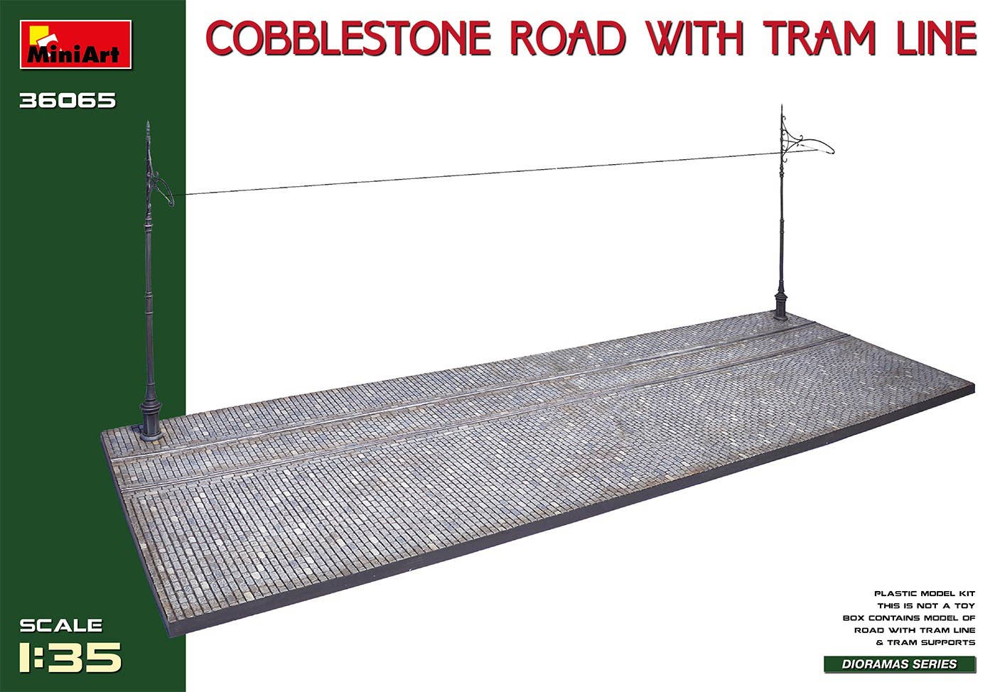 MiniArt 1/35 Cobblestone Road w/Tram Line (Injection Mold) | 5905090346555