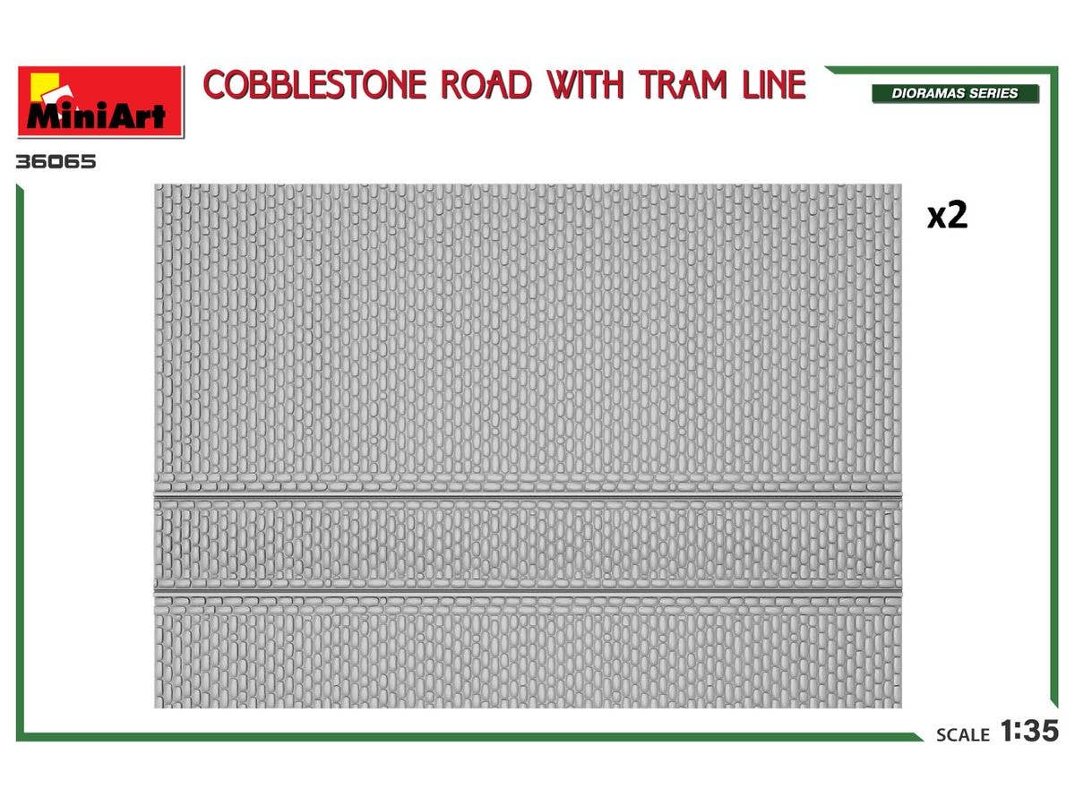 MiniArt 1/35 Cobblestone Road w/Tram Line (Injection Mold) | 5905090346555
