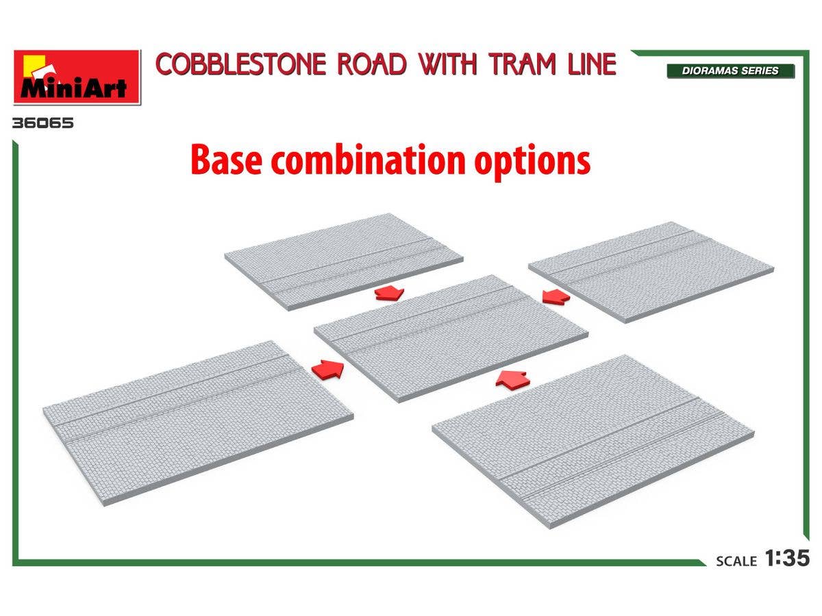 MiniArt 1/35 Cobblestone Road w/Tram Line (Injection Mold) | 5905090346555