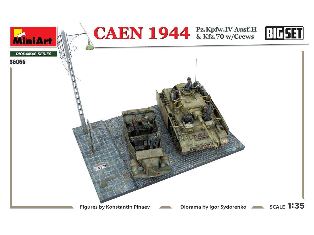 Miniart 1/35 Caen 1944: Pz.Kpfw.IV Ausf.H & Kfz.70 w/Crews. Big Set | 4820183314567