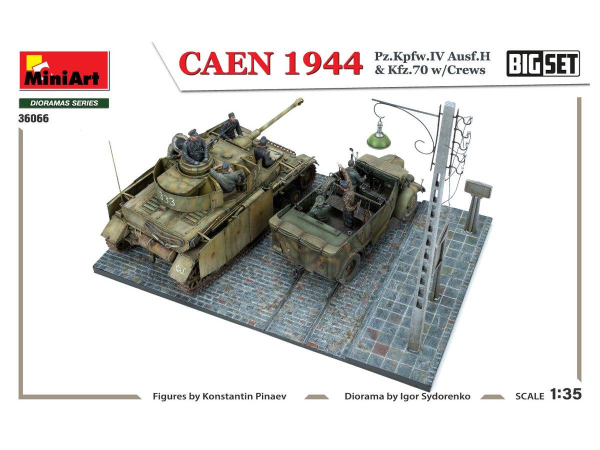 Miniart 1/35 Caen 1944: Pz.Kpfw.IV Ausf.H & Kfz.70 w/Crews. Big Set | 4820183314567