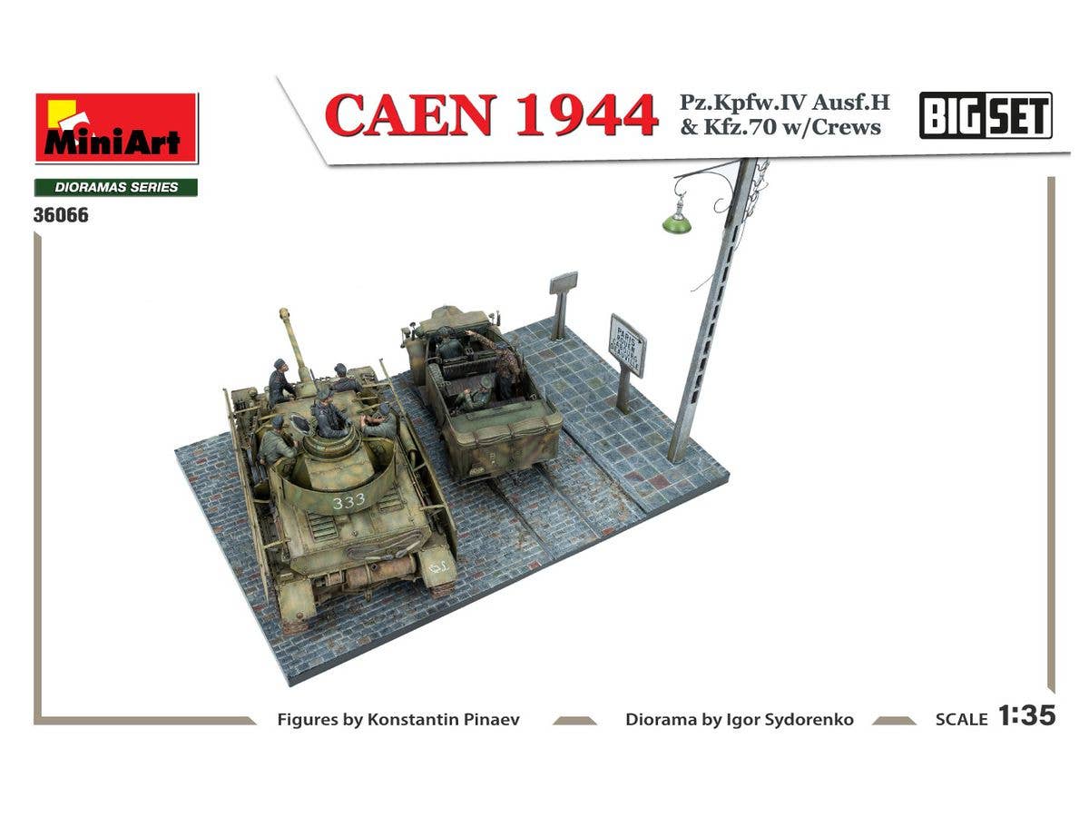Miniart 1/35 Caen 1944: Pz.Kpfw.IV Ausf.H & Kfz.70 w/Crews. Big Set | 4820183314567