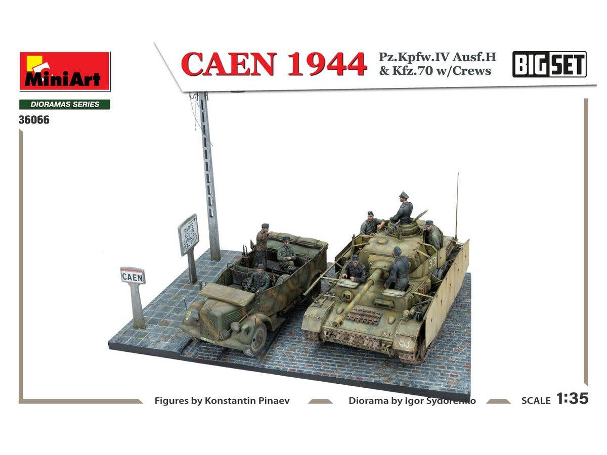 Miniart 1/35 Caen 1944: Pz.Kpfw.IV Ausf.H & Kfz.70 w/Crews. Big Set | 4820183314567