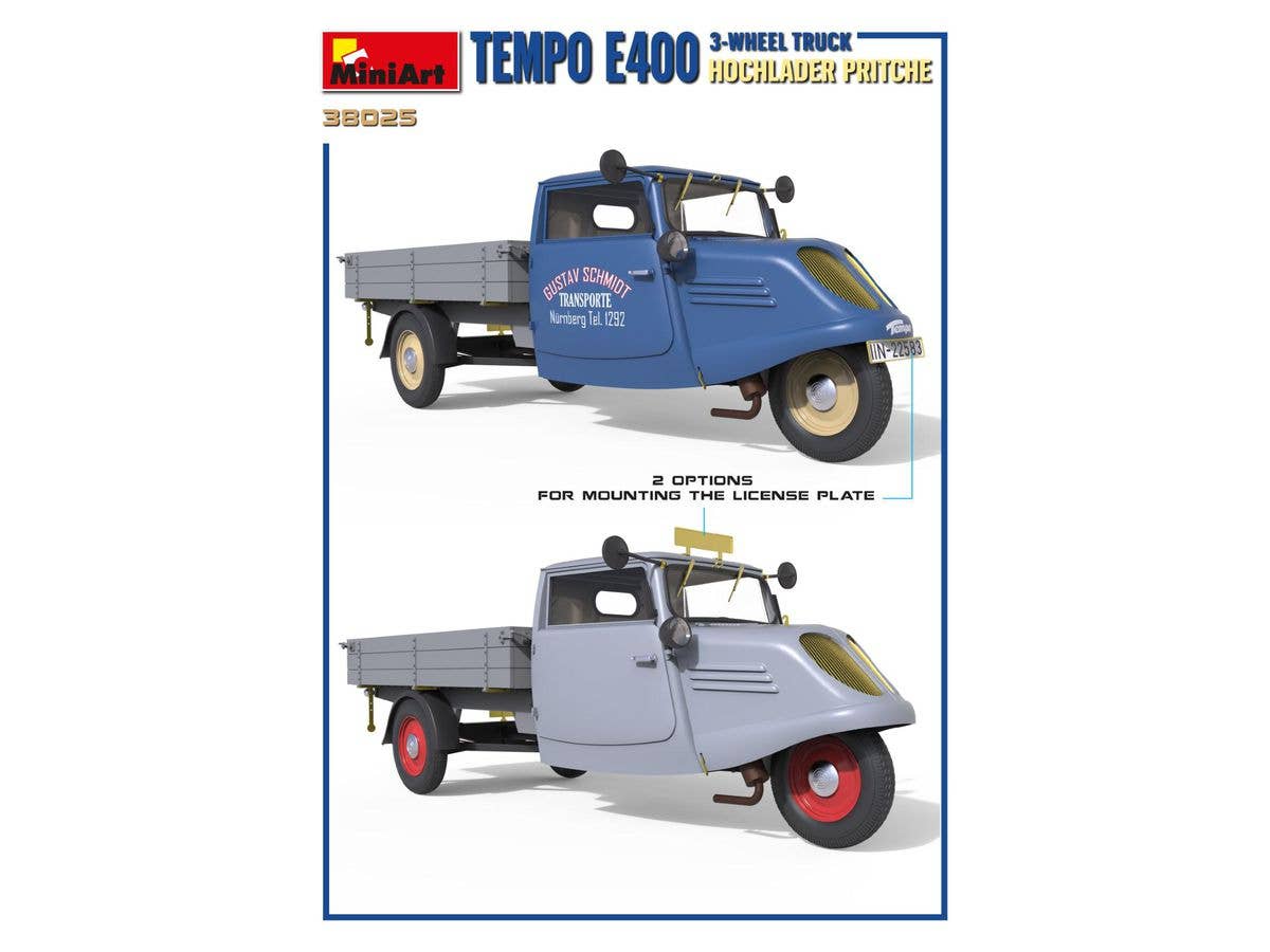 Miniart 1/35 Tempo E400 Hochlader Pritsche 3-Wheel Truck | 4820183314475