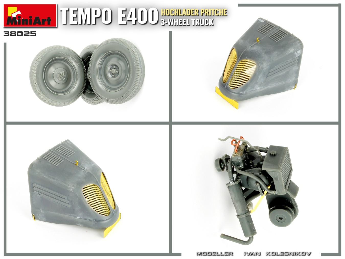 Miniart 1/35 Tempo E400 Hochlader Pritsche 3-Wheel Truck | 4820183314475