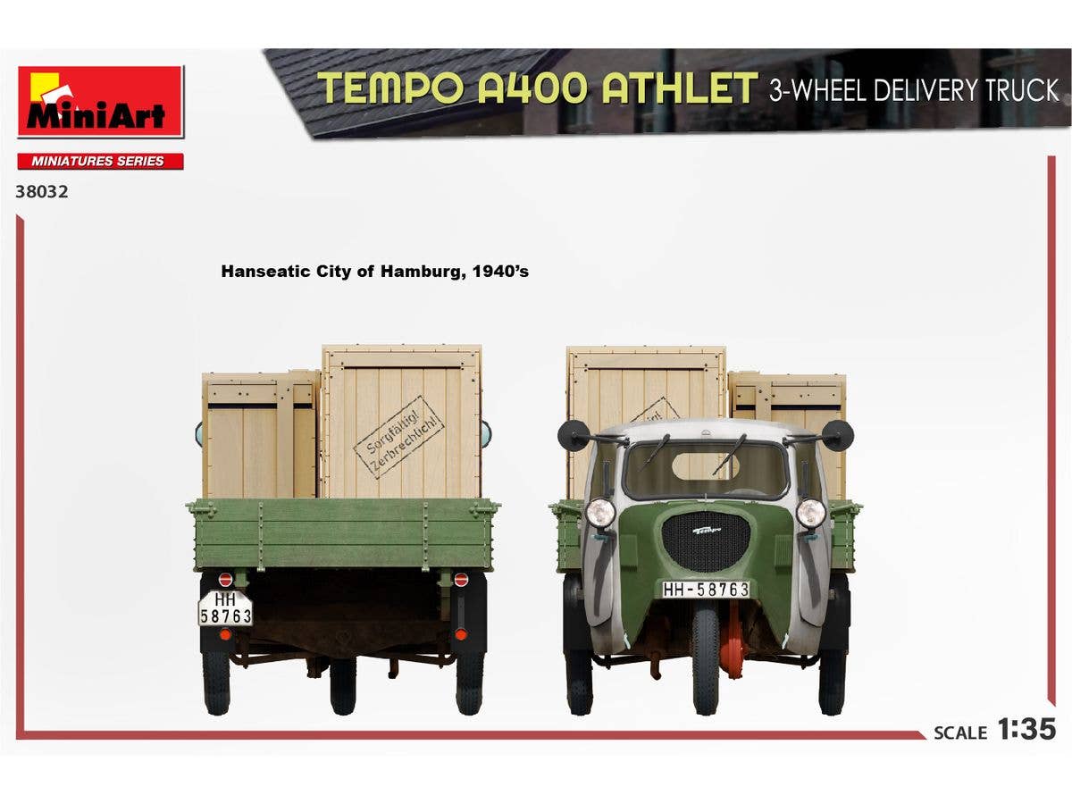 MiniArt 1/35 Tempo A400 Athlet 3-Wheel Delivery Truck | 5905090346524