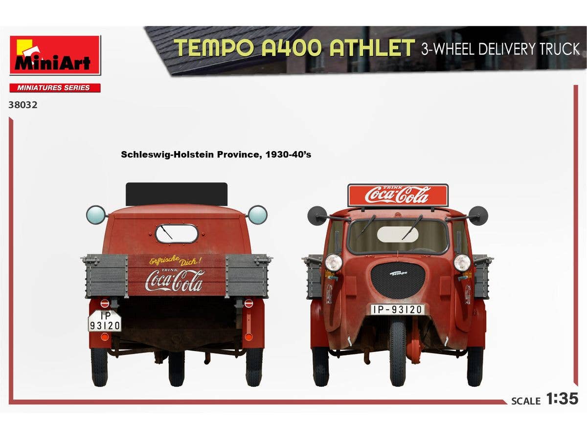 MiniArt 1/35 Tempo A400 Athlet 3-Wheel Delivery Truck | 5905090346524