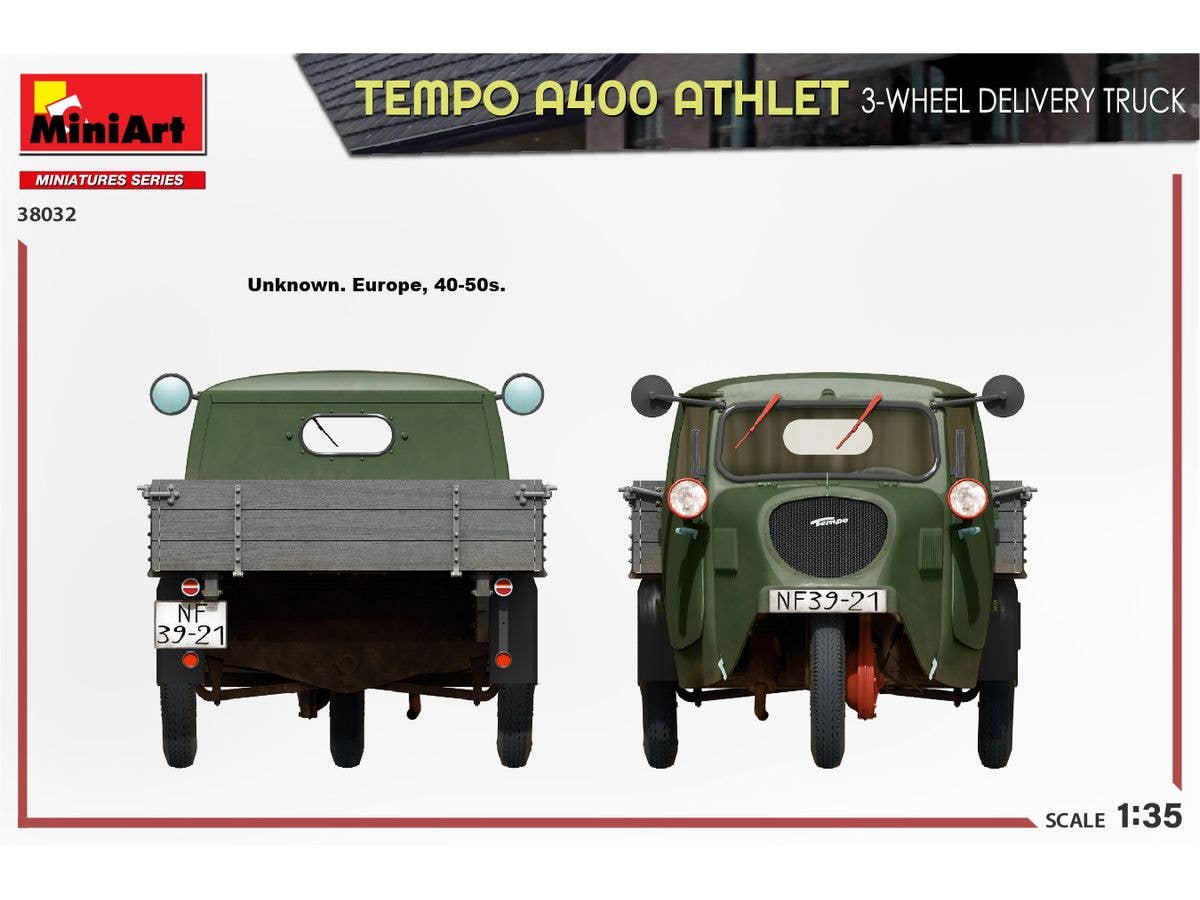 MiniArt 1/35 Tempo A400 Athlet 3-Wheel Delivery Truck | 5905090346524