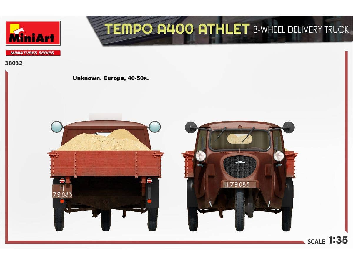 MiniArt 1/35 Tempo A400 Athlet 3-Wheel Delivery Truck | 5905090346524
