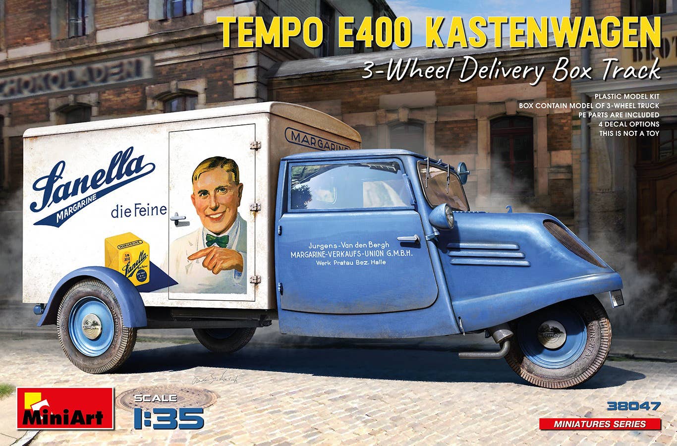 MiniArt 1/35 Tempo E400 Kastenwagen 3-Wheel Delivery Box Track Vehicle kits | 5905090346357