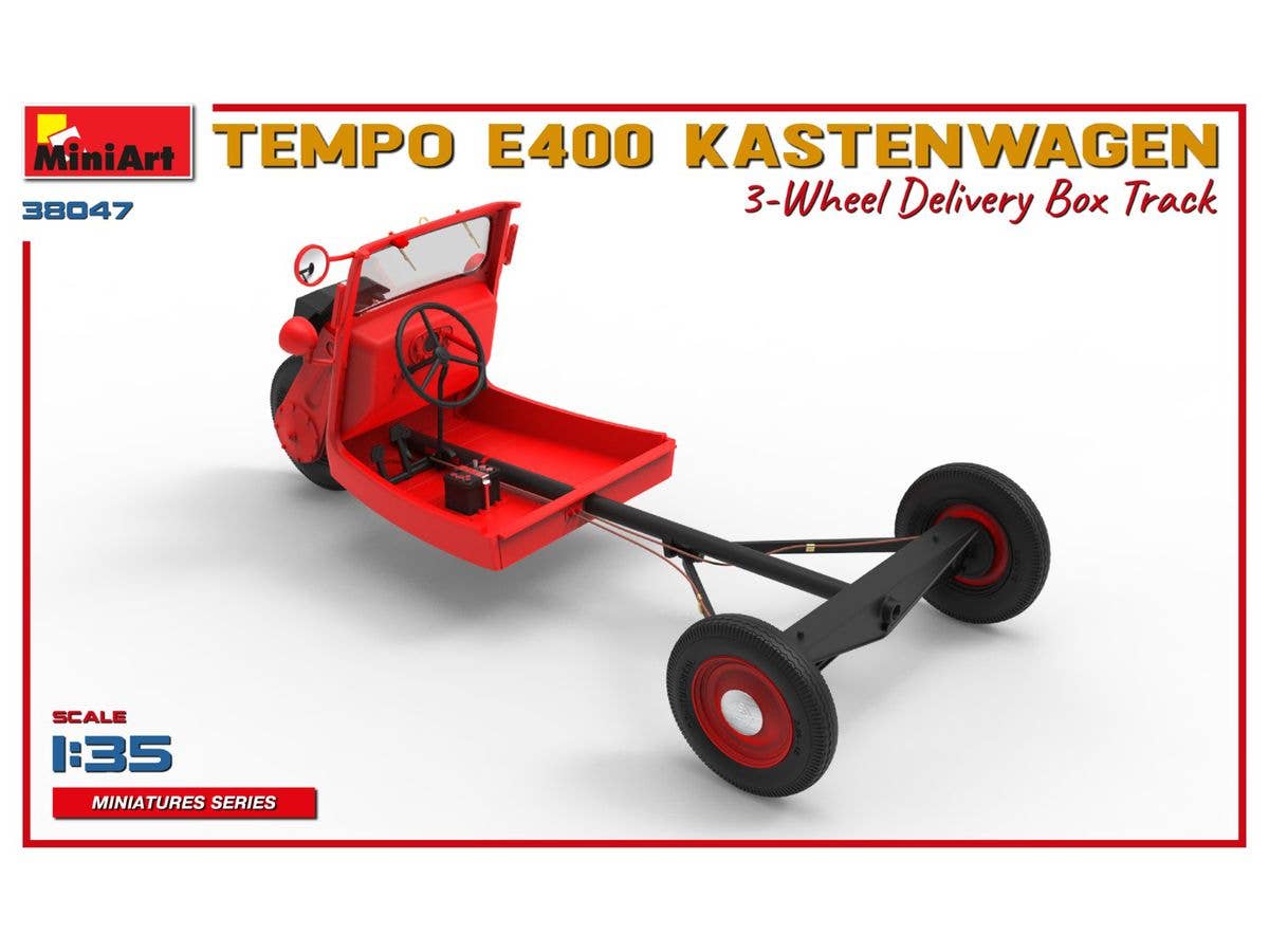 MiniArt 1/35 Tempo E400 Kastenwagen 3-Wheel Delivery Box Track Vehicle kits | 5905090346357