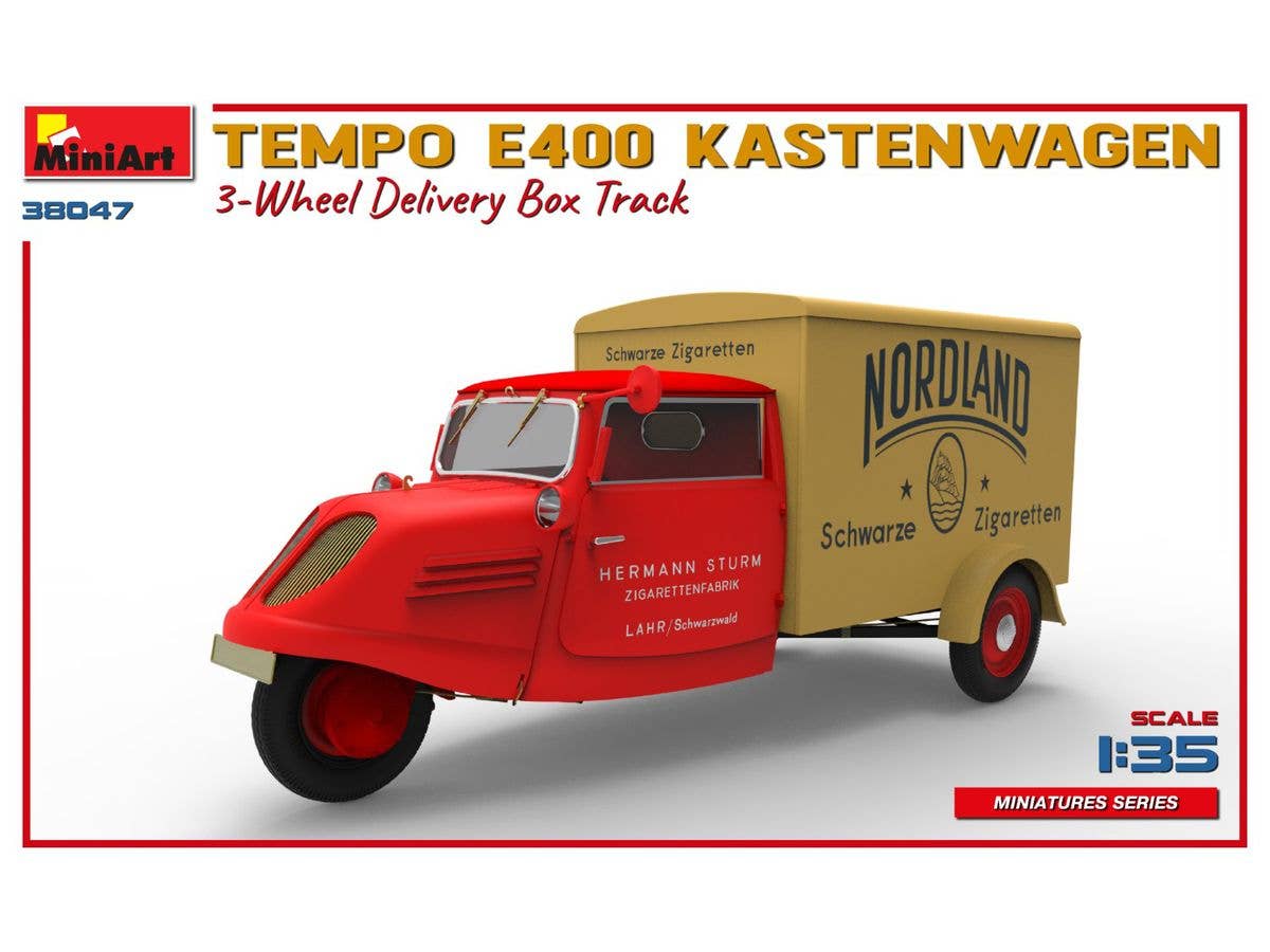 MiniArt 1/35 Tempo E400 Kastenwagen 3-Wheel Delivery Box Track Vehicle kits | 5905090346357