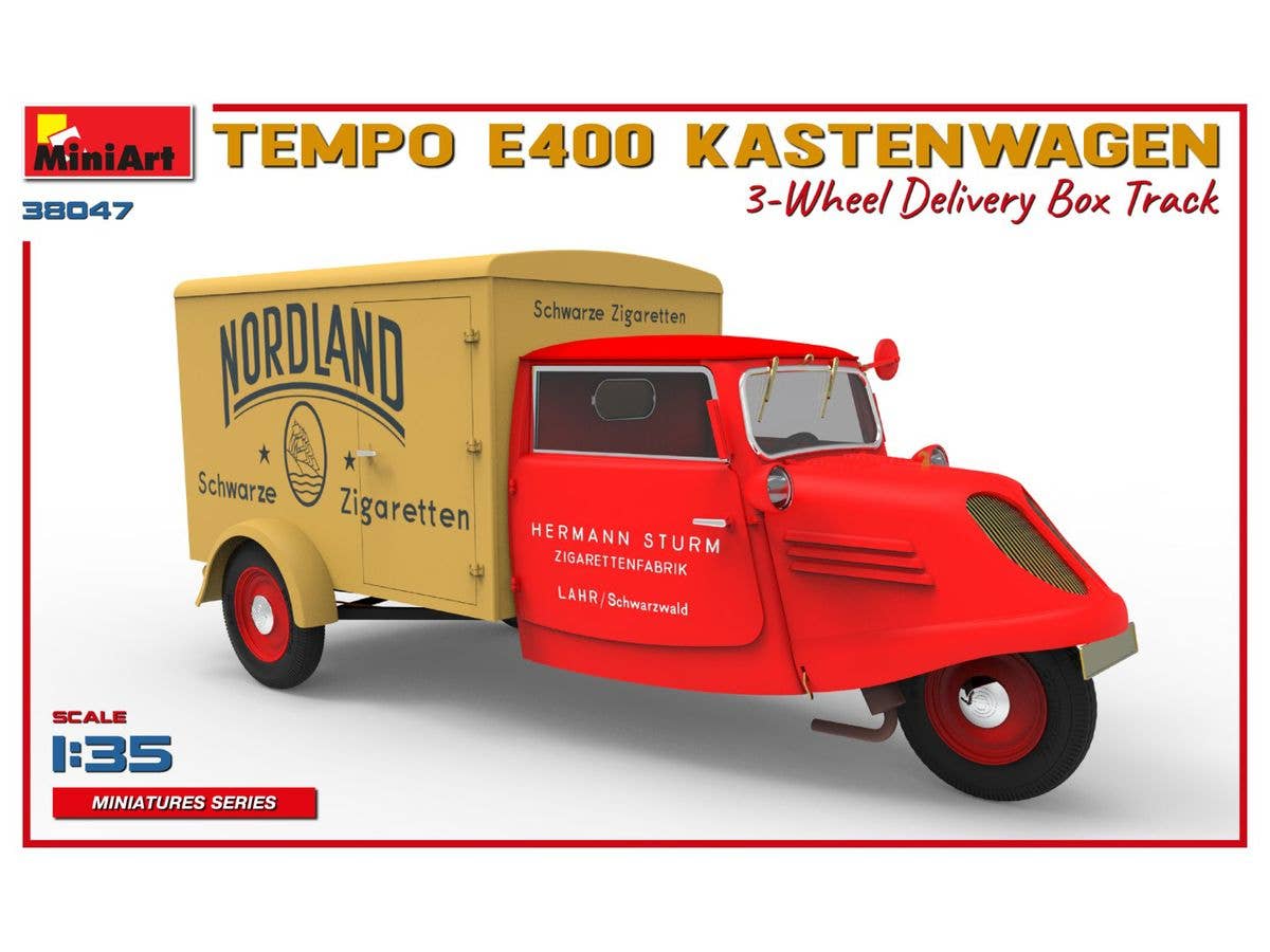 MiniArt 1/35 Tempo E400 Kastenwagen 3-Wheel Delivery Box Track Vehicle kits | 5905090346357
