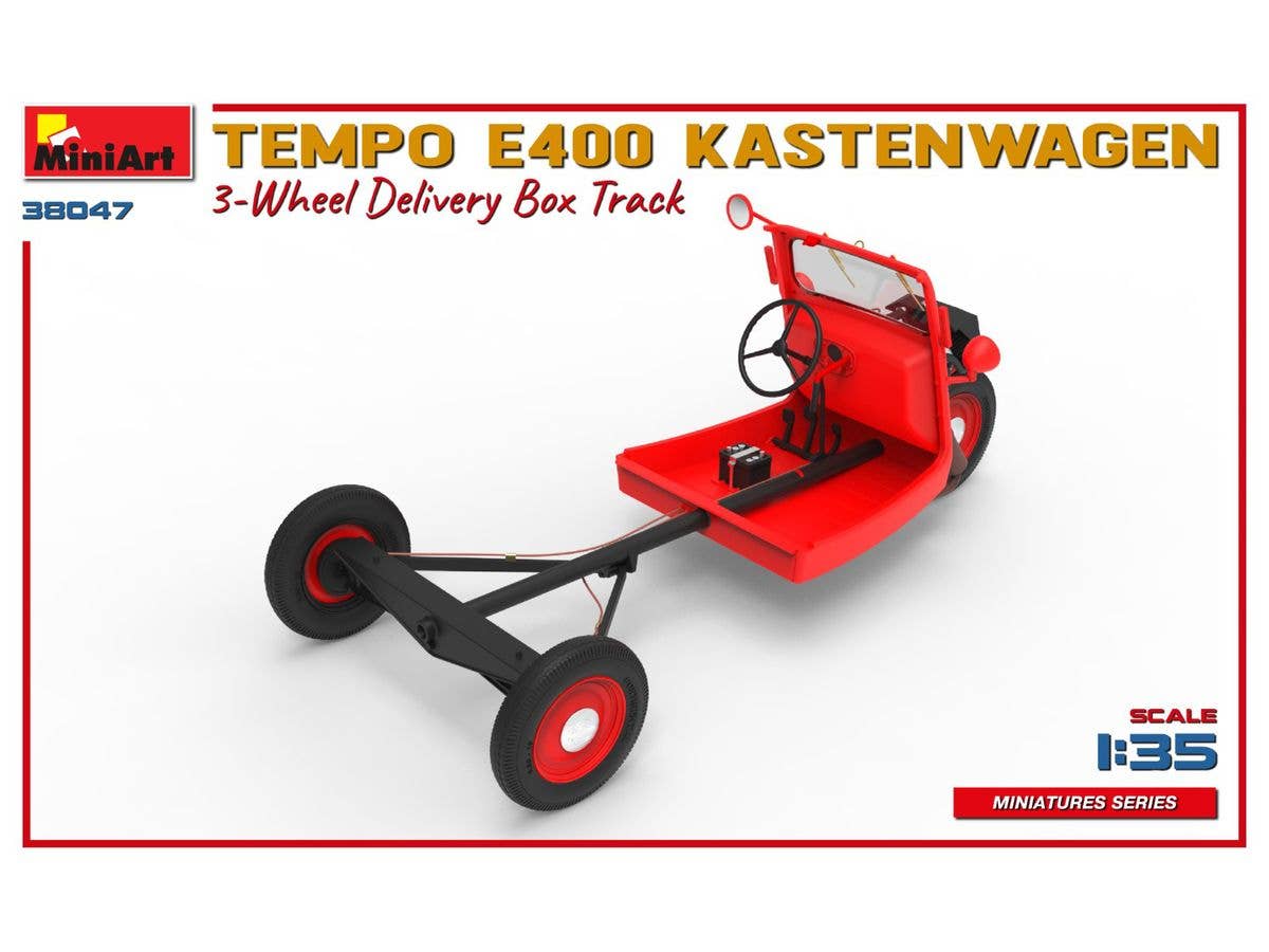 MiniArt 1/35 Tempo E400 Kastenwagen 3-Wheel Delivery Box Track Vehicle kits | 5905090346357