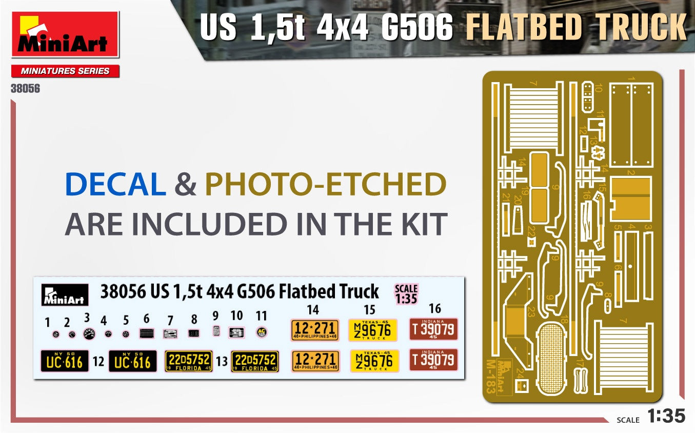 Miniart 1/35 US 1.5T 4X4 G506 Flatbed Truck | 4820183314505
