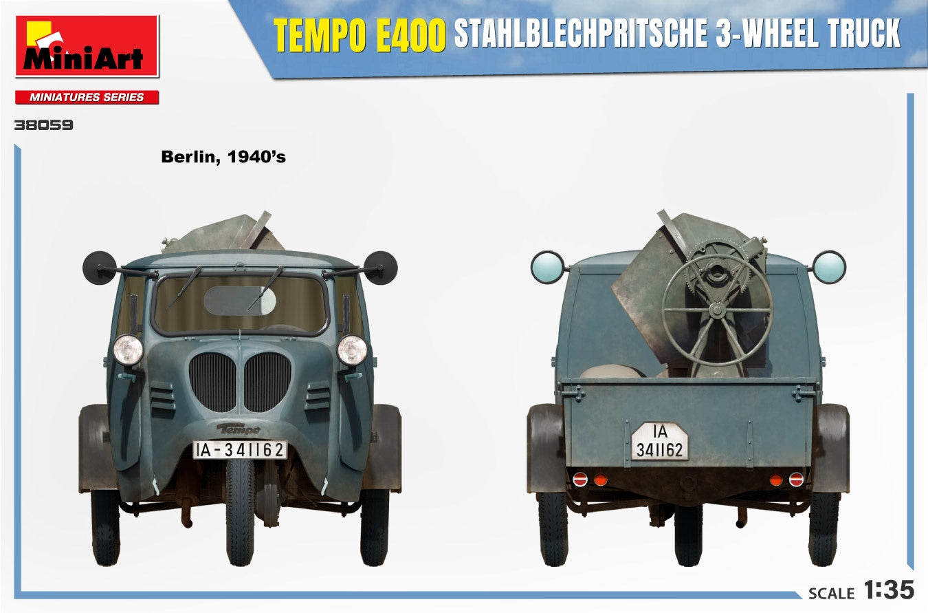 Miniart 1/35 Tempo E400 StahlblechPritsche 3-Wheel Truck | 5905090346388
