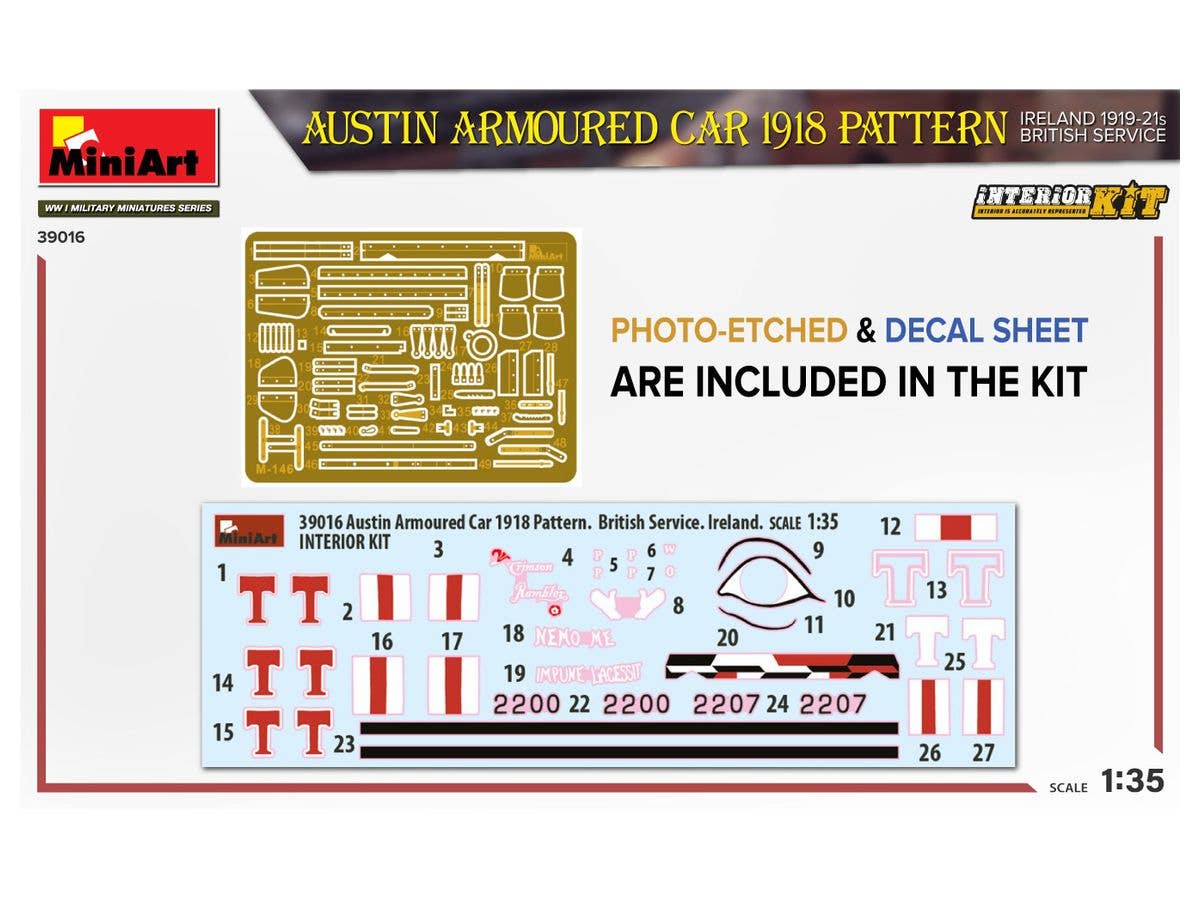 MiniArt 1/35 Austin Armoured Car 1918 Pattern. Ireland 1919-21. British Service. Interior Kit | 4820183314352