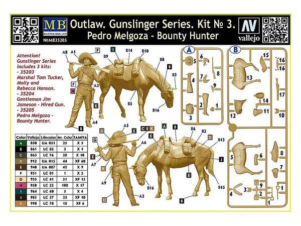 MASTER BOX 1/35 Outlow. Gunslinger series. Kit No. 3. Pedro Melgoza - Bounty Hunter | 4820113082221