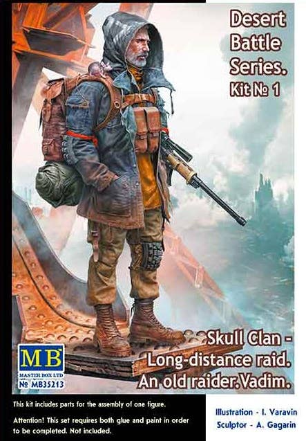 MASTER BOX 1/35 Post-apocalyptic fiction. Desert Battle Series. Skull Clan Long-distance raid. Kit No.1. An old raider. Vadim | 4820113082320