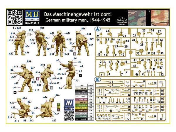 MASTER BOX 1/35 German military men, 1944-1945. Das Maschinengewehr ist dort | 4820113082382