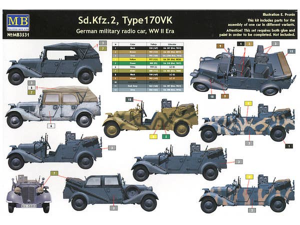 MASTER BOX Sd.Kfz. 2 Type 170 VK, German military radio car, WW II era | 4820041760369
