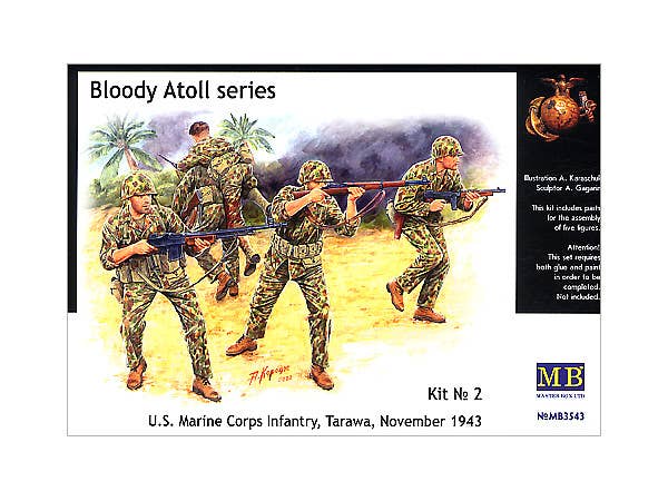 MASTER BOX 1/35 Bloody Atoll series. Kit No 2, US Marine Corps Infantry, Tarawa, November 1943 | 4820113080029