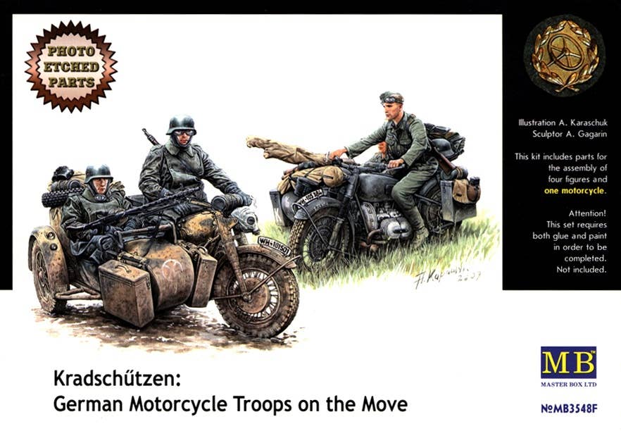 MASTER BOX 1/35 Kradschutzen: German Motorcycle Troops on the Move | 4820113080074