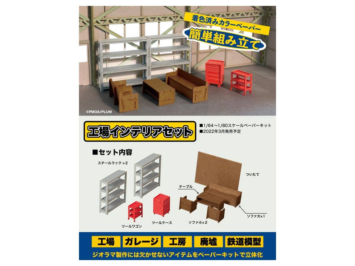 1/64-1/80th Scale Factory Interior Set Papercraft Kit | 4582362384524