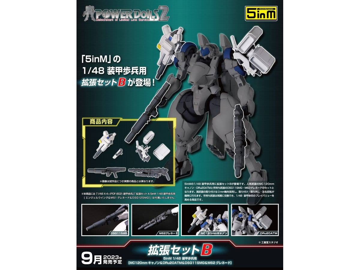 PLUM Powerdolls2 Series Extension Set B for 5inM 1/48 PLD MC120mm Cannon & DRu20ATM & DSG11SMG & M62 Grenade Launcher 1/48 Scale Model Accessory Set | 4582362386047