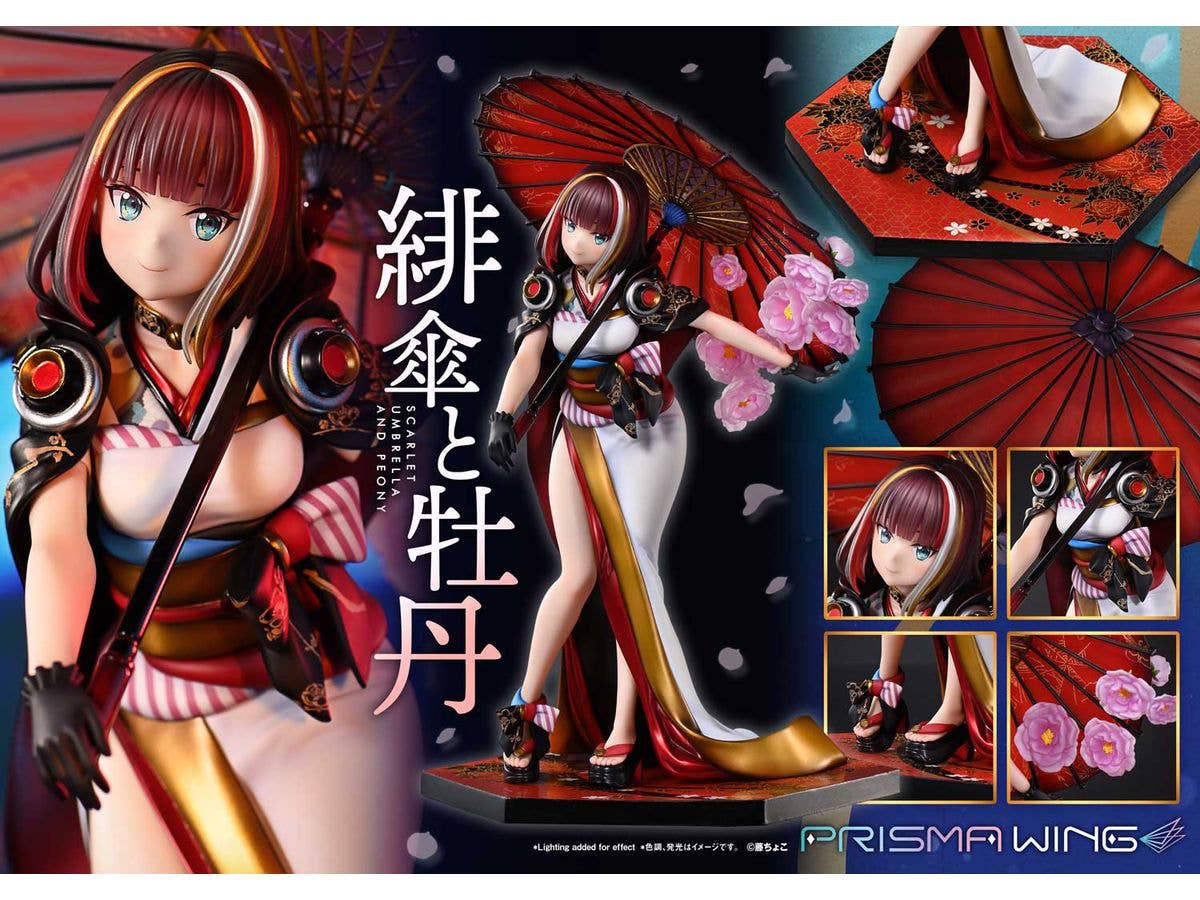 Prime 1 Studio PRISMA WING fuzichoco original Illustration Scarlet Umbrella and Peony 1/7 Scale Pre-Painted Figure | 4582647120397