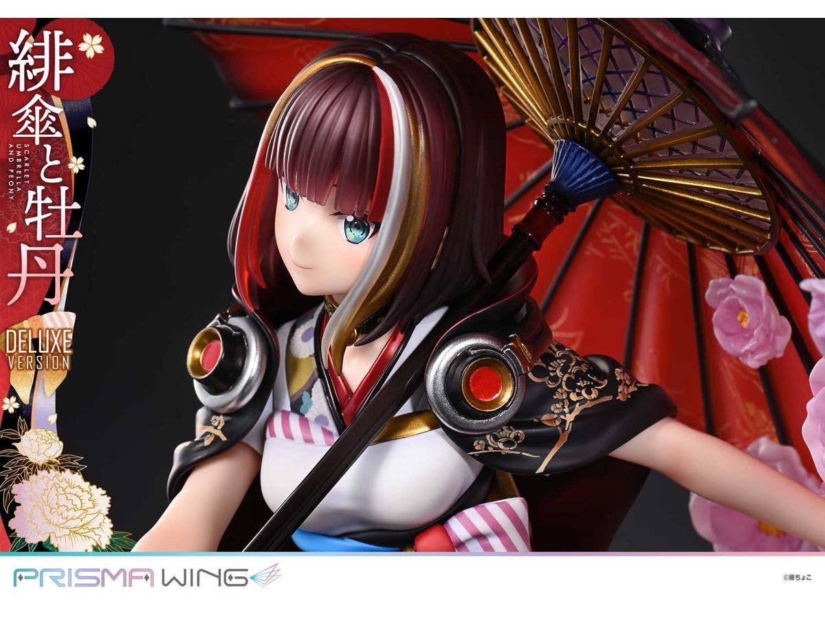 Prime 1 Studio PRISMA WING fuzichoco original Illustration Scarlet Umbrella and Peony Deluxe Version 1/7 Scale Pre-Painted Figure | 4582647120410