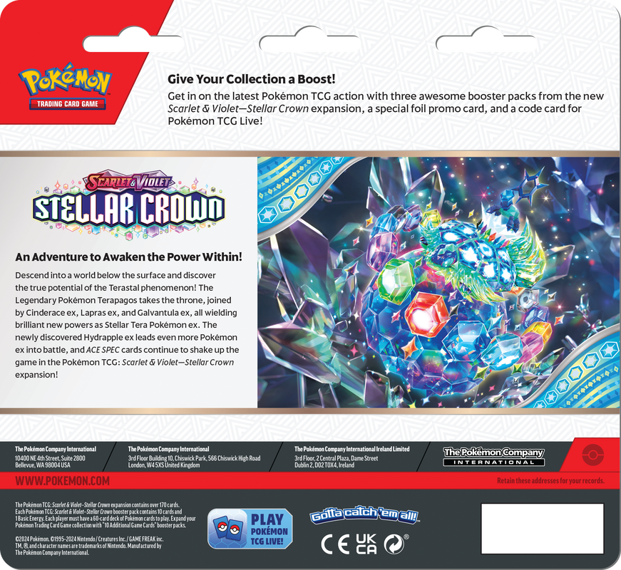 POKEMON SV7 STELLAR CROWN 3PK BLISTER (24) | 820650413056