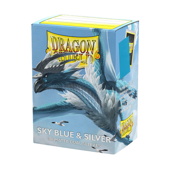 DRAGON SHIELD SLEEVES DUAL MATTE SKY BLUE AND SILVER 100CT | 5706569150747