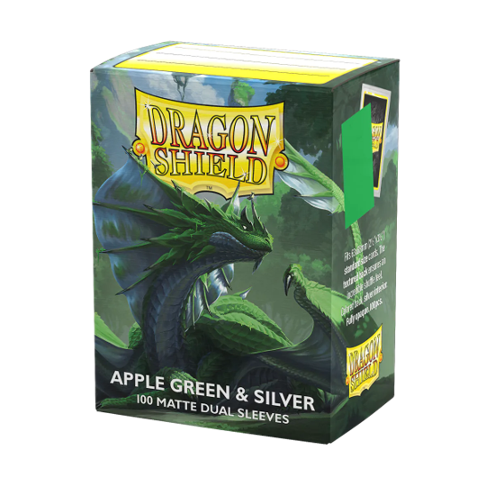 DRAGON SHIELD SLEEVES DUAL MATTE APPLE GREEN AND SILVER 100CT | 5706569150730