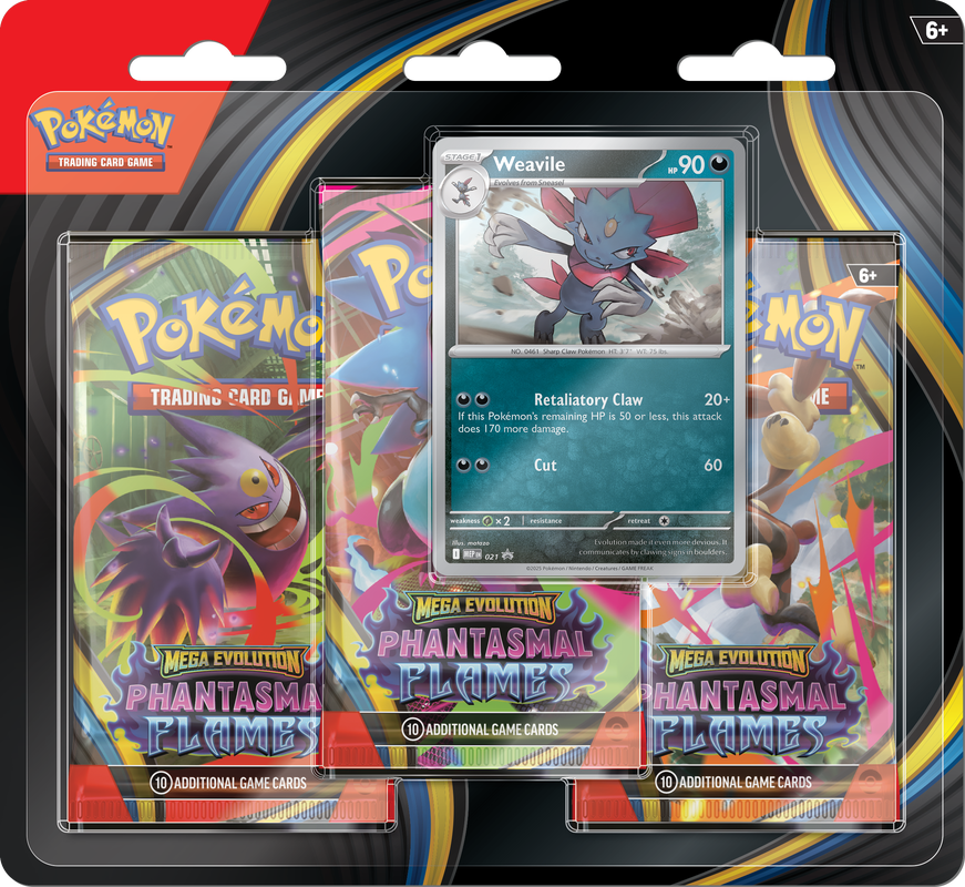 POKEMON ME02 PHANTASMAL FLAMES 3PK BLISTER | 196214143340