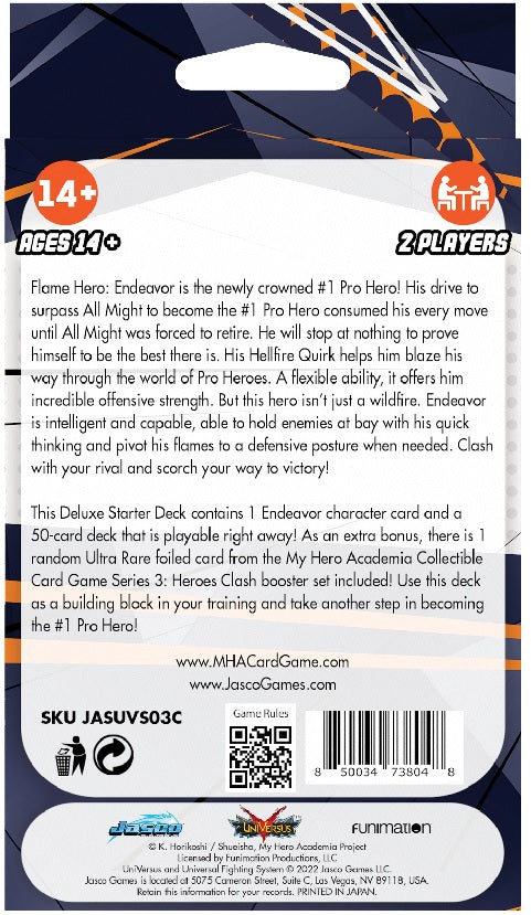 UniVersus CCG: Set 3- My Hero Academia Endeavor Deluxe Starter Deck | 850034738048