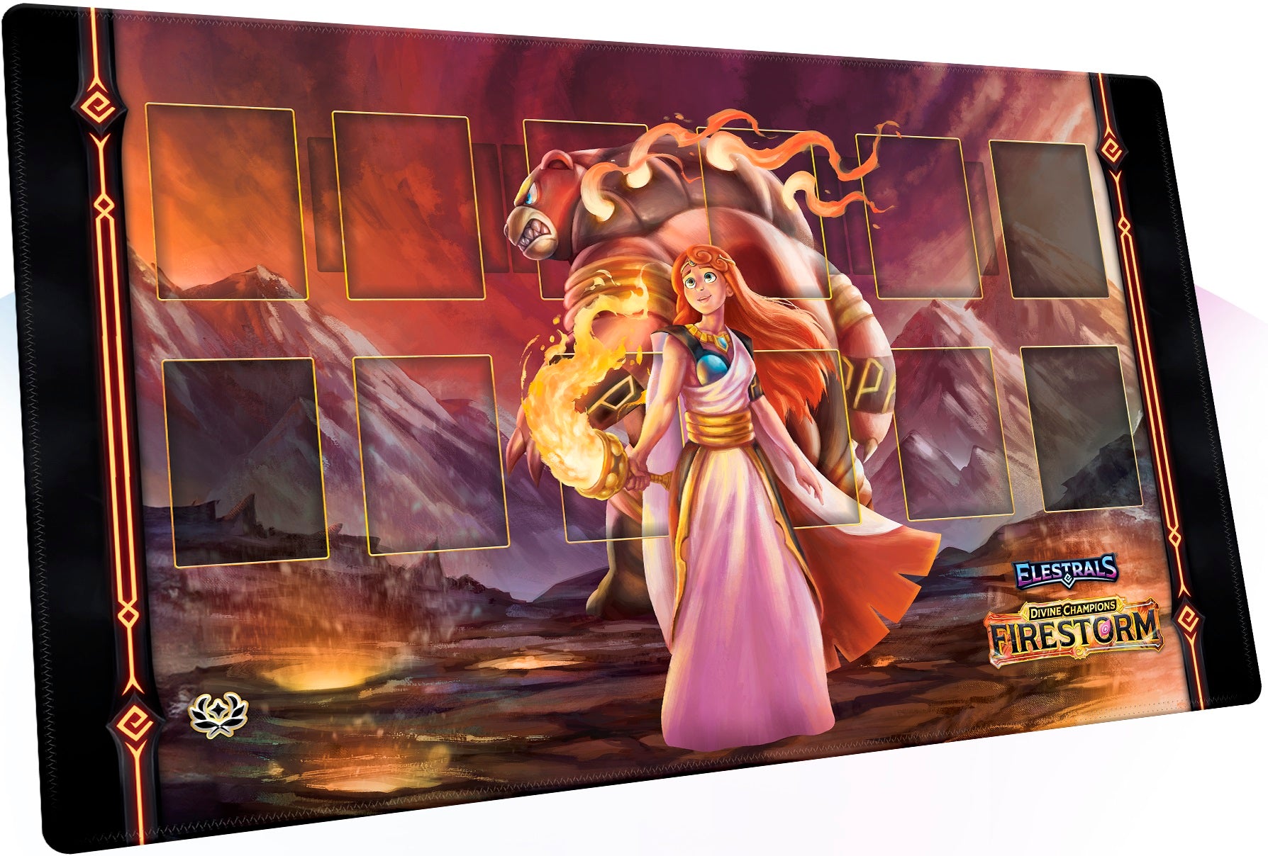 ELESTRALS PLAYMAT FIRESTORM MAJURSA CHAMPION OF HESTIA | 810148651404