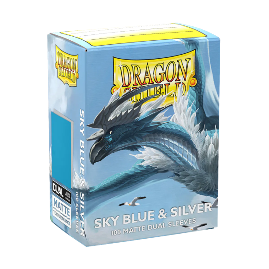 DRAGON SHIELD SLEEVES DUAL MATTE SKY BLUE AND SILVER 100CT | 5706569150747