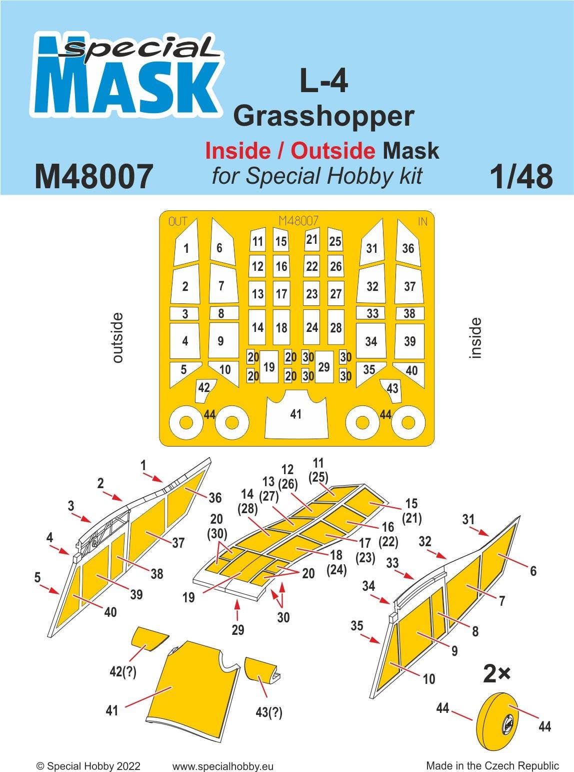 Special Hobby 1/48 L-4 Grasshopper Inside/Outside MASK | 8594071088651