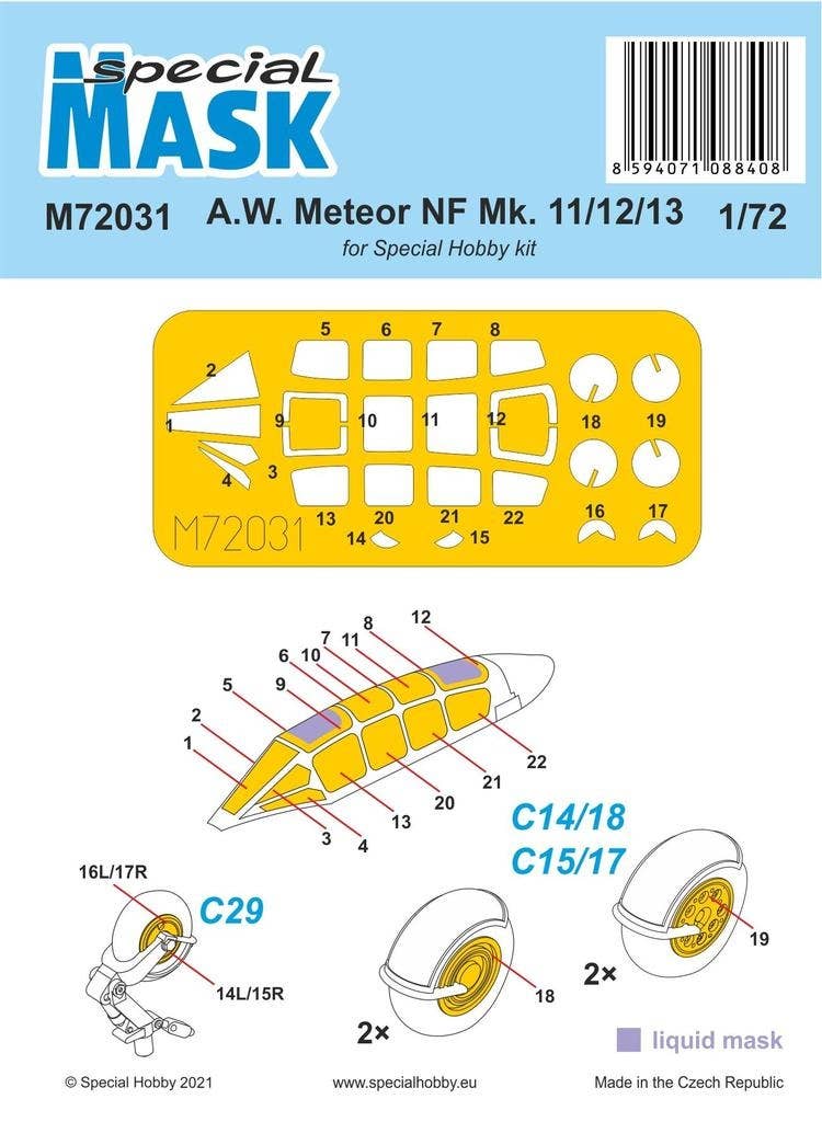 Special Hobby 1/72 A.W. Meteor NF Mk.11/12/13 MASK | 8594071088408