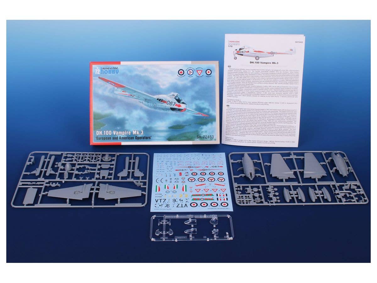 Special Hobby 1/72 DH.100 Vampire Mk.3 'European and American Operators' | 8594071088316