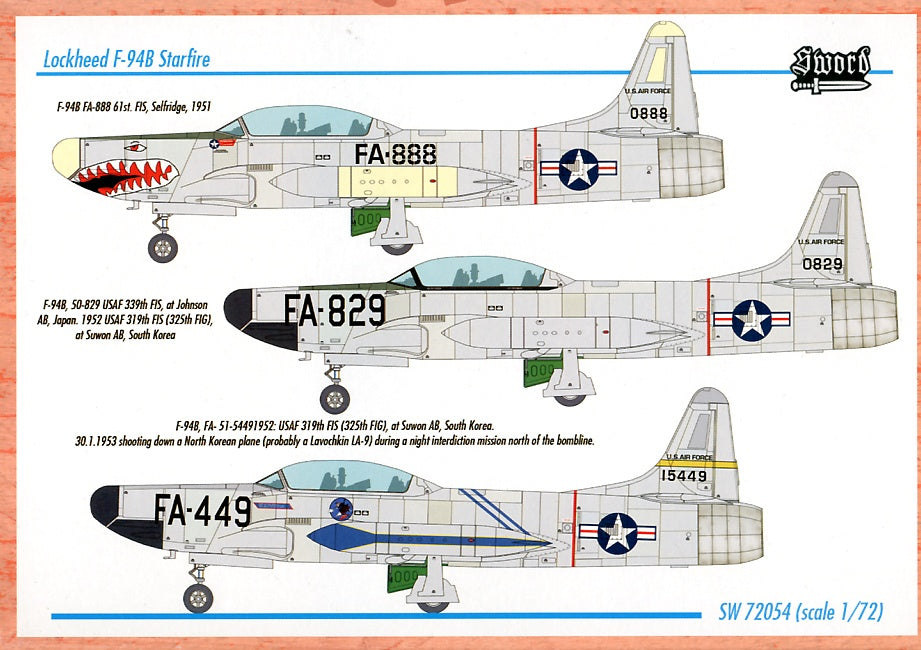 Sword Models 1/72 F-94B Starfire, Aircraft